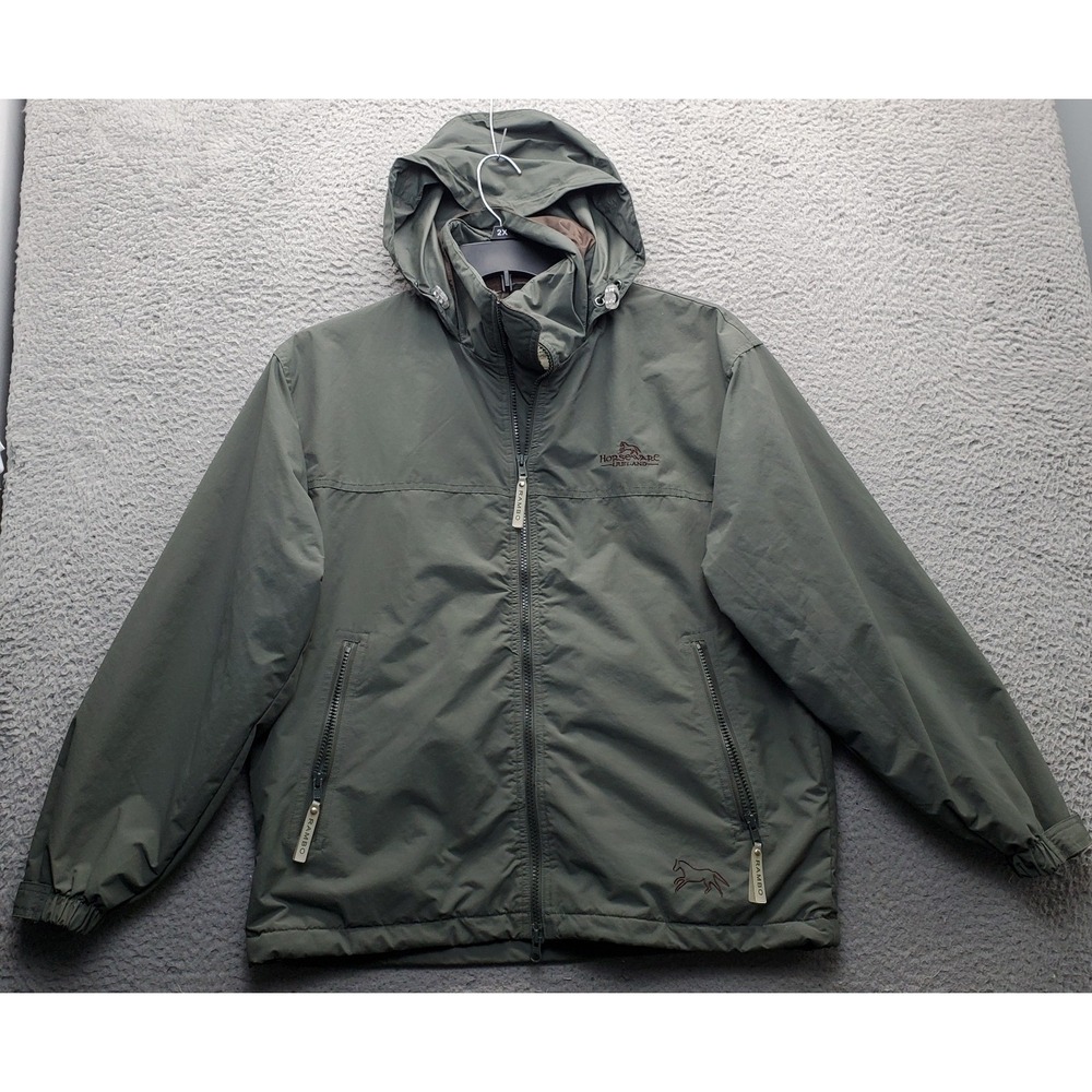 Horseware Ireland Windbreaker Jacket Mens XS Green Equestrian‎ Packable Hood EUC